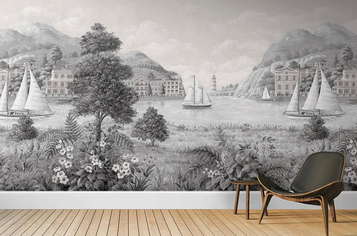 Safe Harbor Wall Mural // Grey & Neutral