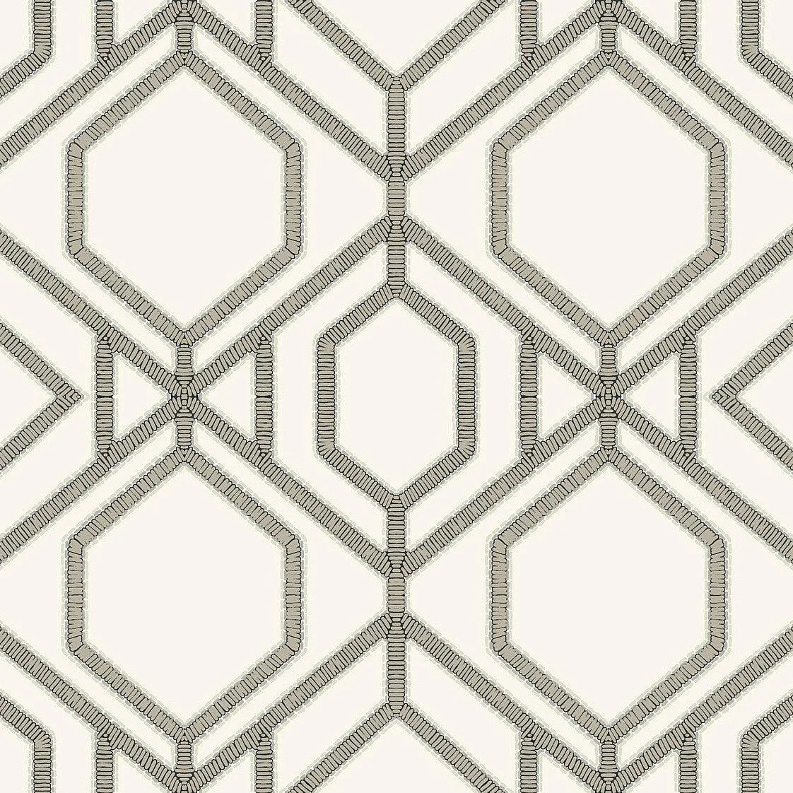 Sawgrass Trellis Wallpaper // White & Taupe