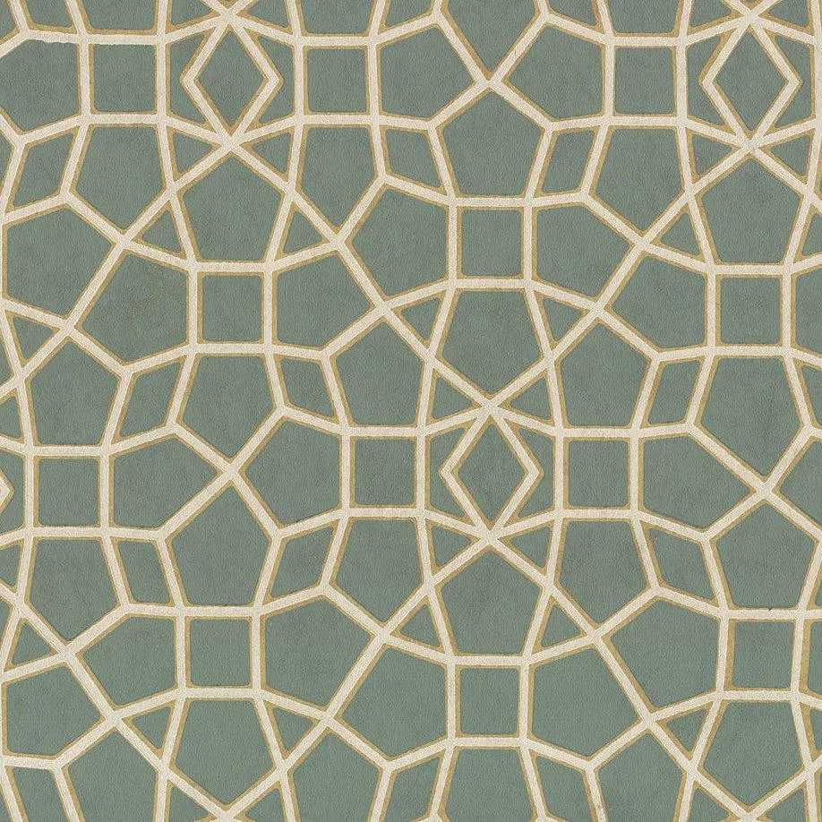 Sculptural Web Wallpaper // Dark Green & Gold
