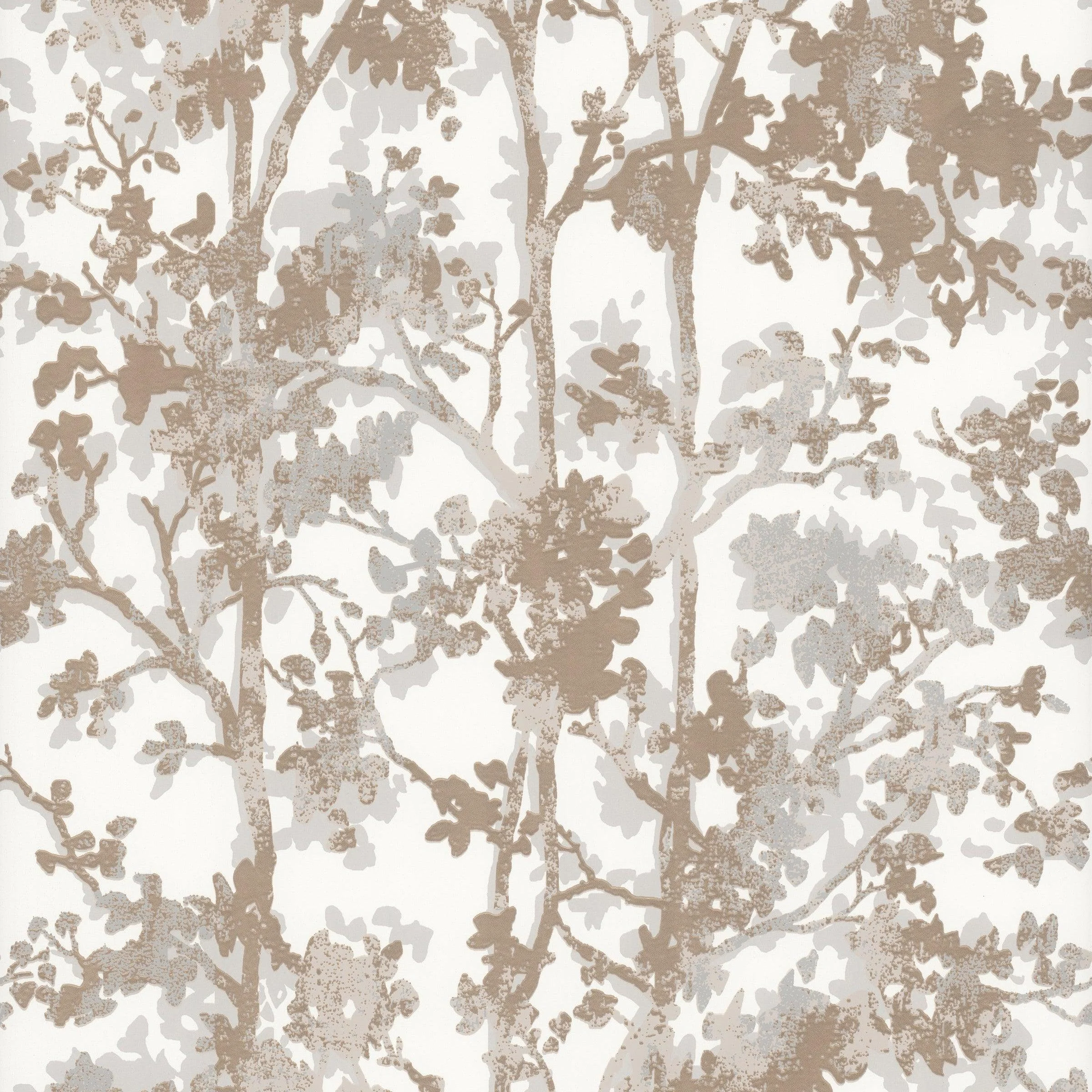 Shimmering Foliage Wallpaper // White & Gold