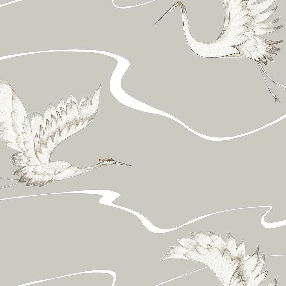 Soaring Cranes Wallpaper // Taupe