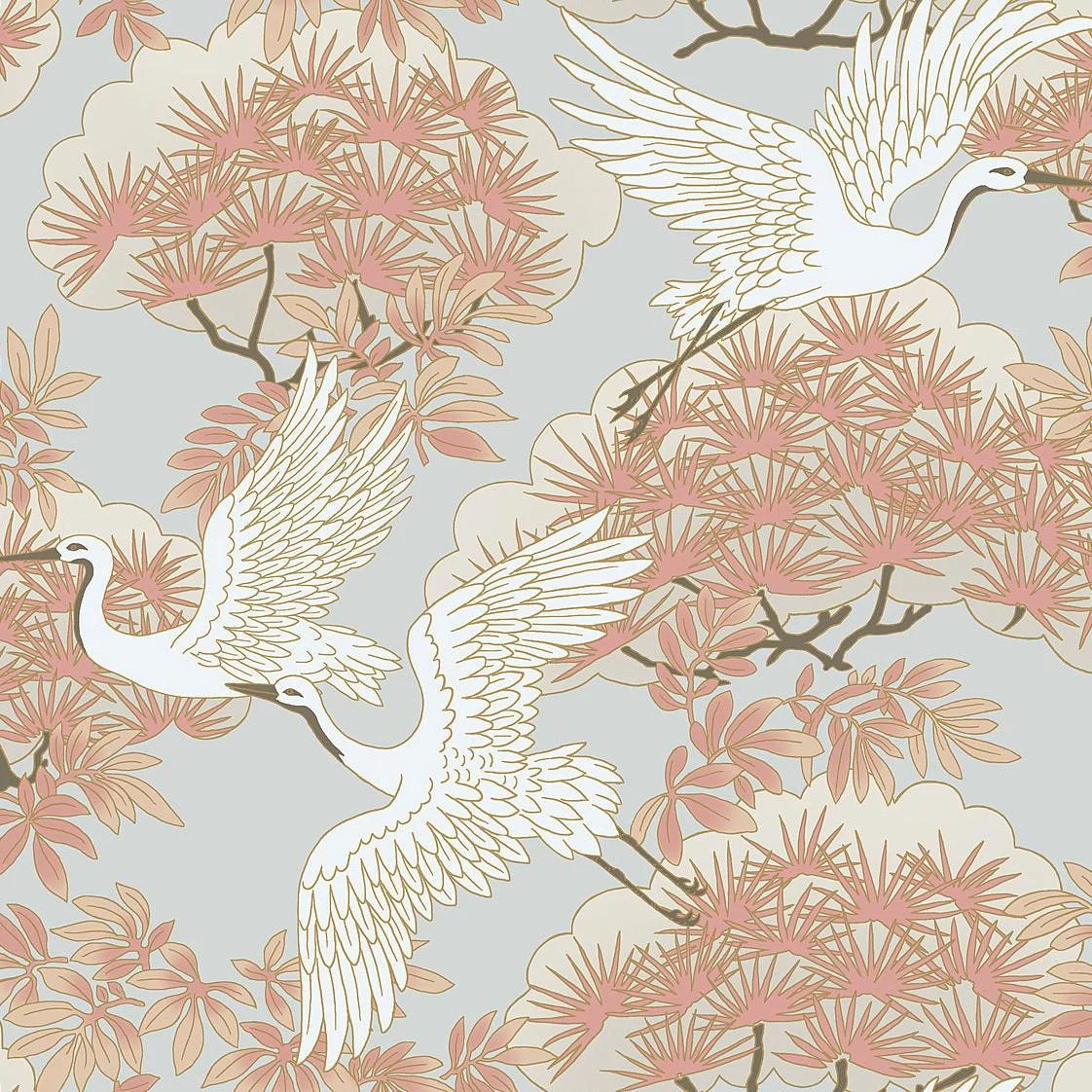 Sprig & Heron Wallpaper // Orange