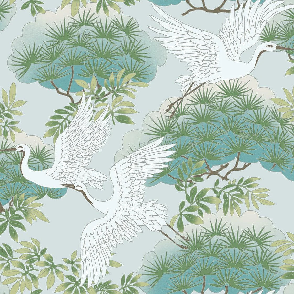 Sprig & Heron Wallpaper // Teal