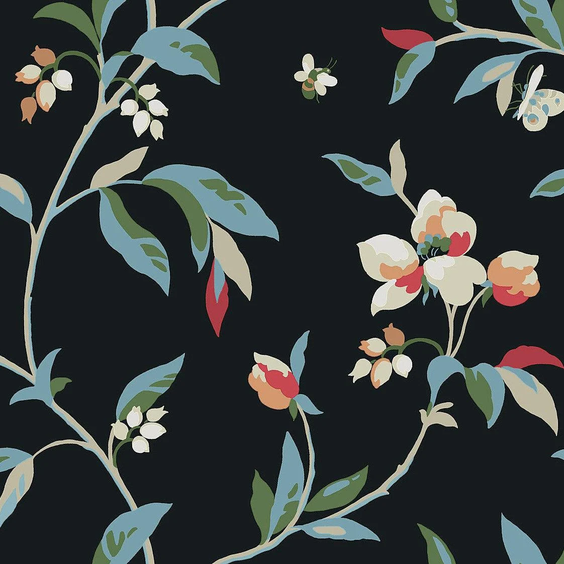 Springtime Wallpaper // Black & Blue
