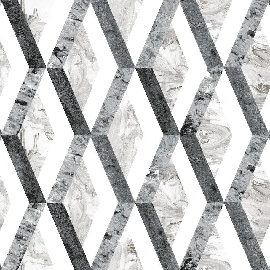 Statuary Diamond Inlay Peel & Stick Wallpaper // Grey