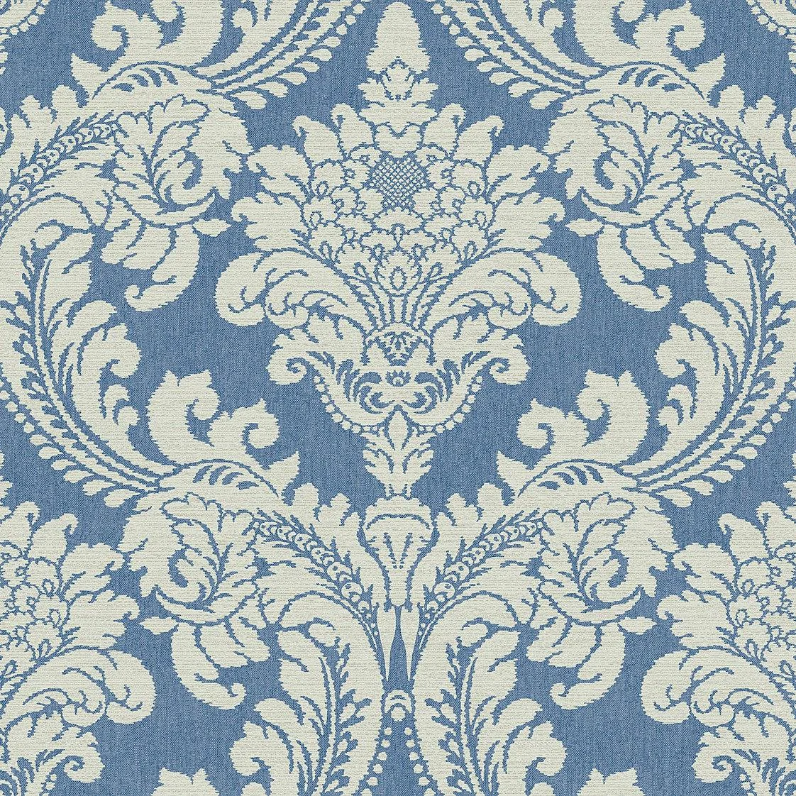 Tapestry Damask Wallpaper // Blue