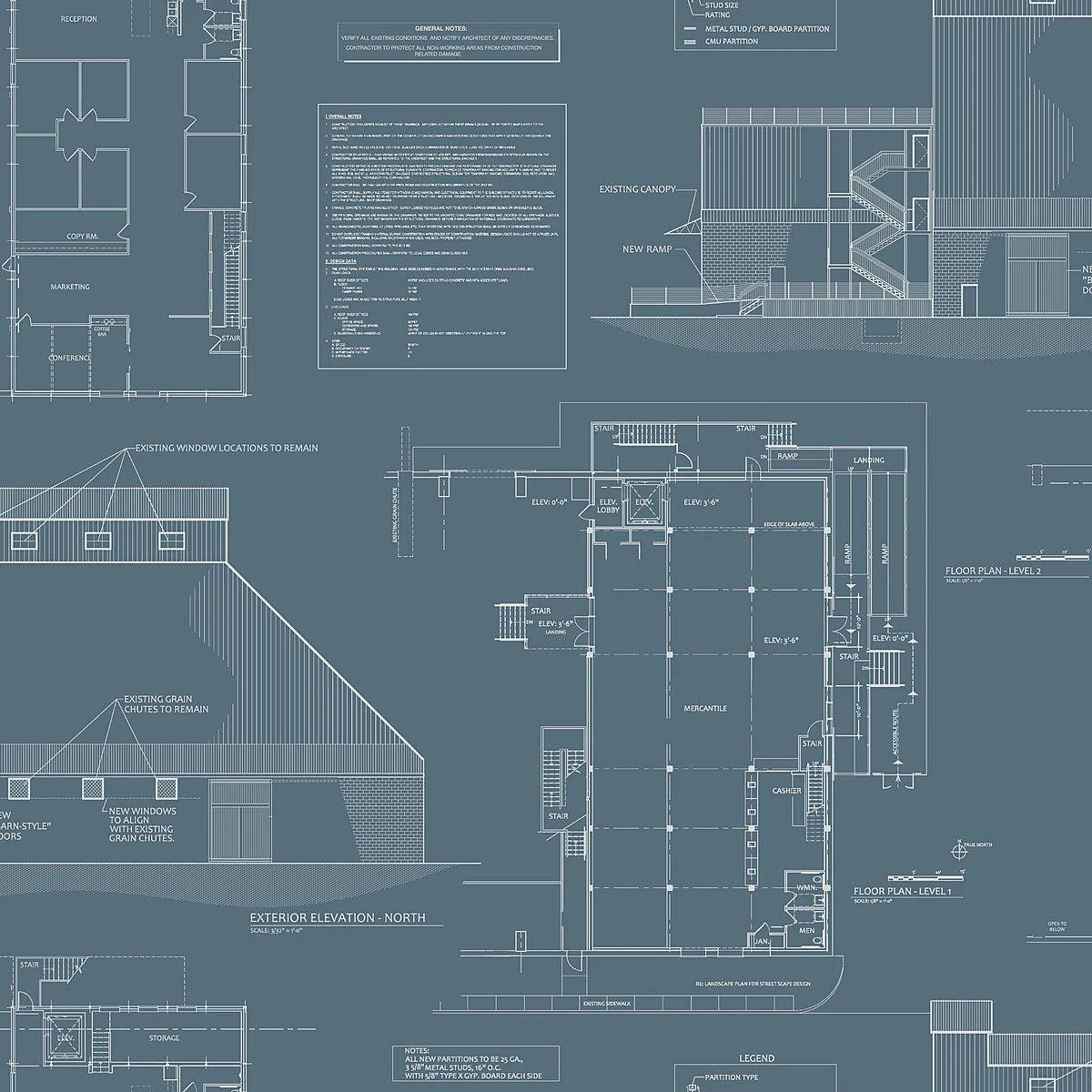 The Market Wallpaper // Blue & White