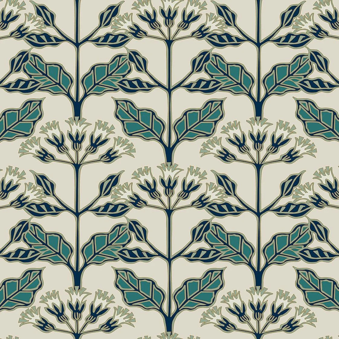 Tracery Blooms Wallpaper // Beige Metallic