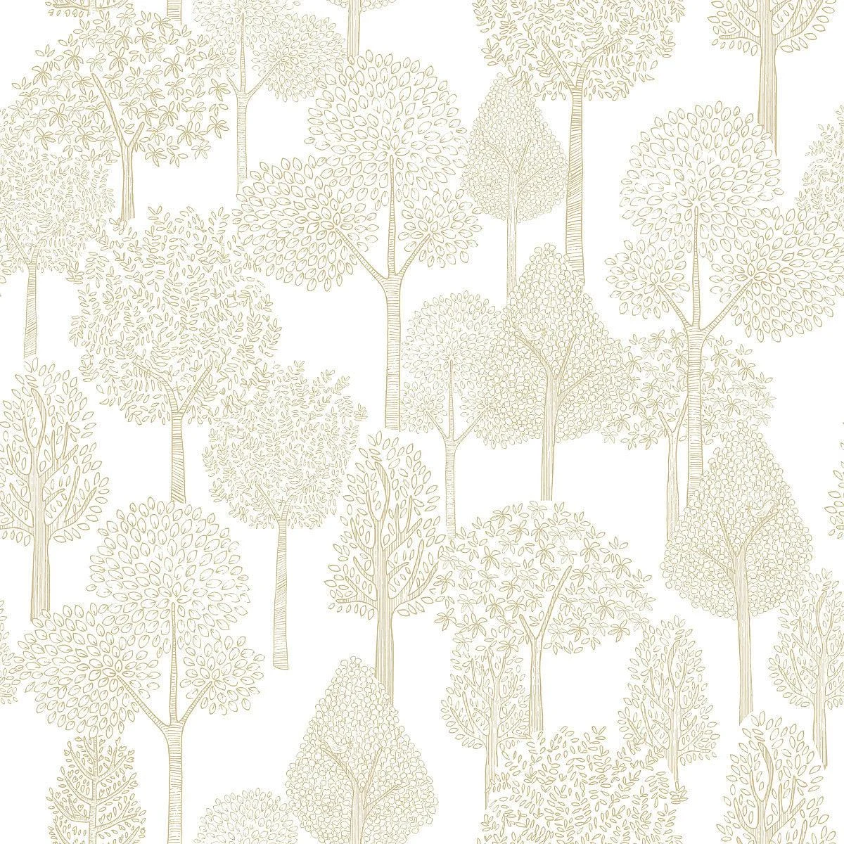 Treetops Peel & Stick Wallpaper // Gold Metallic