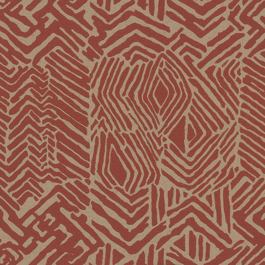Tribal Print Wallpaper // Red & Tan