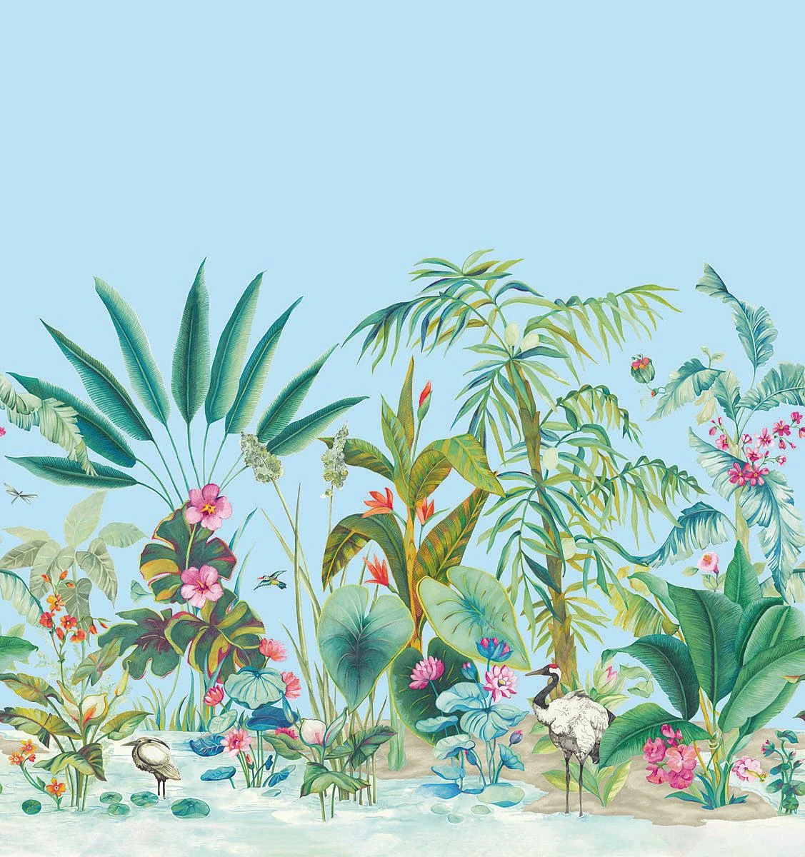 Tropical Panoramic Wall Mural // Blue