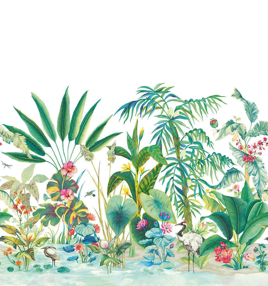 Tropical Panoramic Wall Mural // White