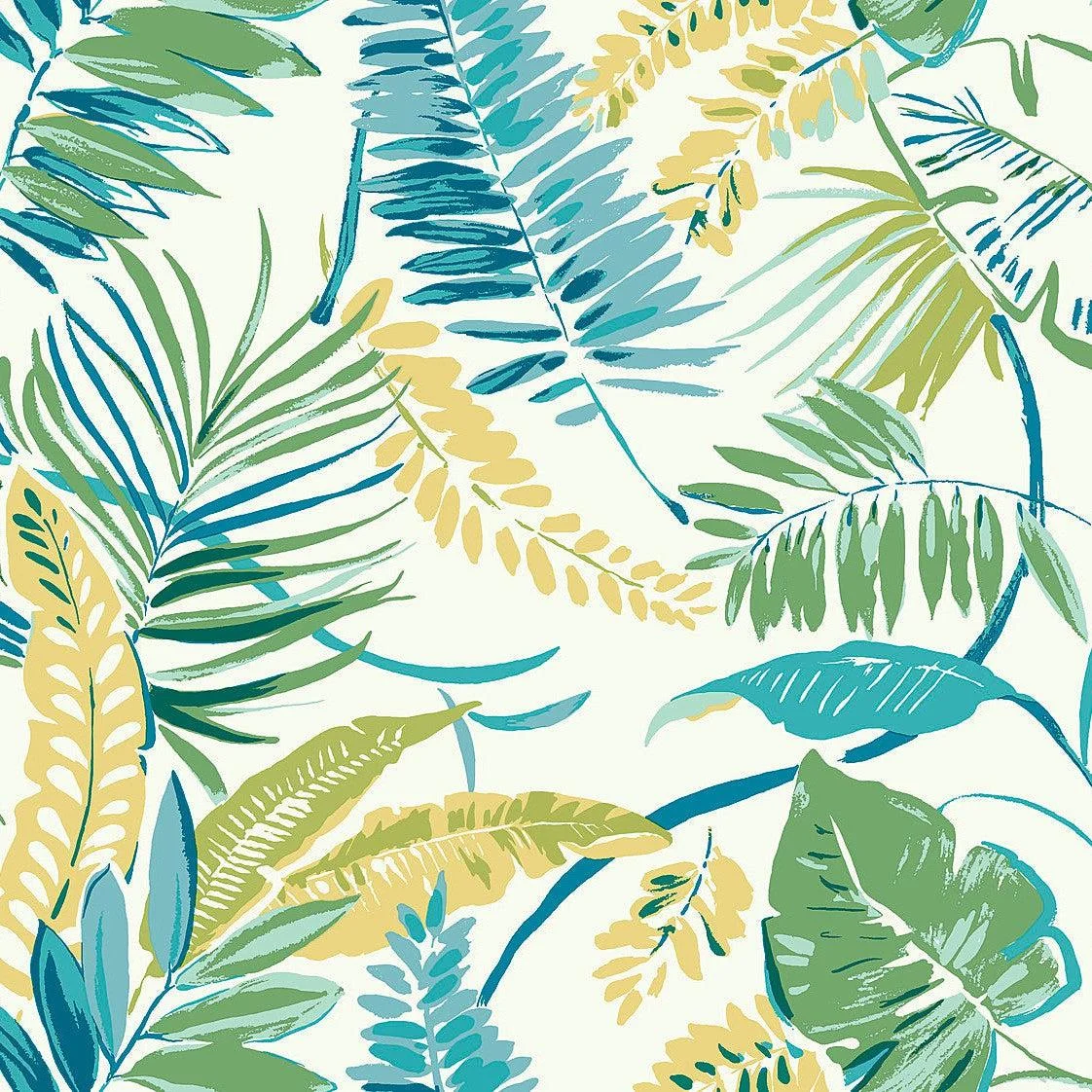Tropical Toss Wallpaper // Aqua & Yellow