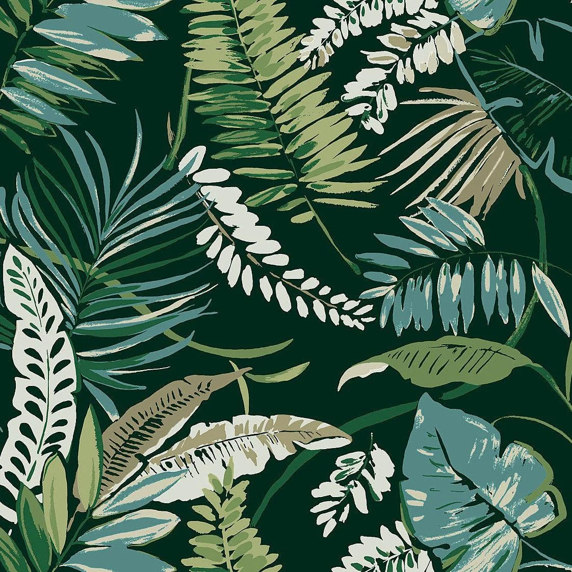 Tropical Toss Wallpaper // Dark Green