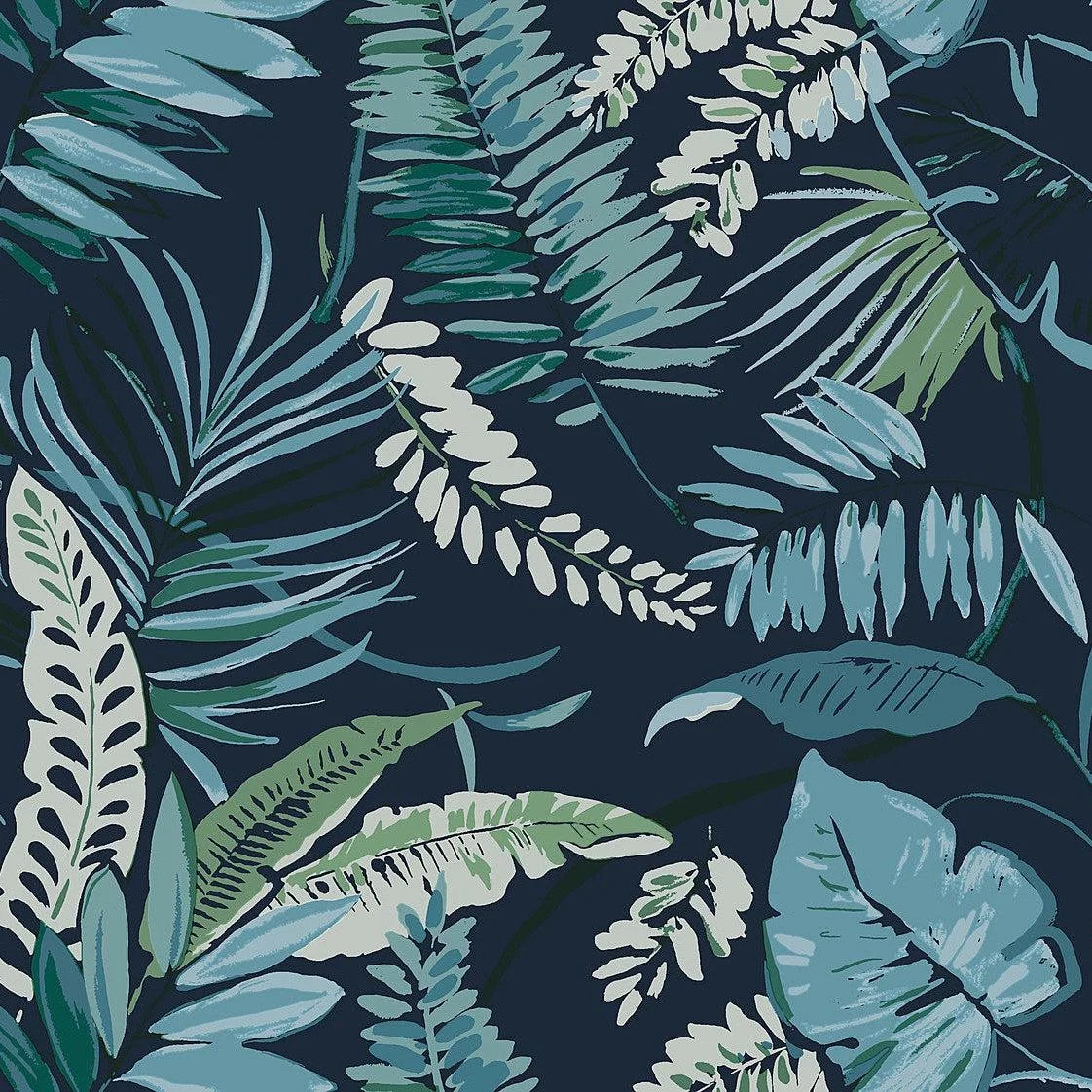 Tropical Toss Wallpaper // Navy