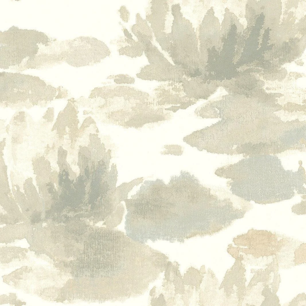 Water Lily Wallpaper // Grey
