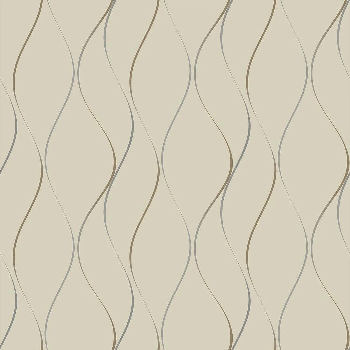 Wavy Stripe Wallpaper // Beige Metallic