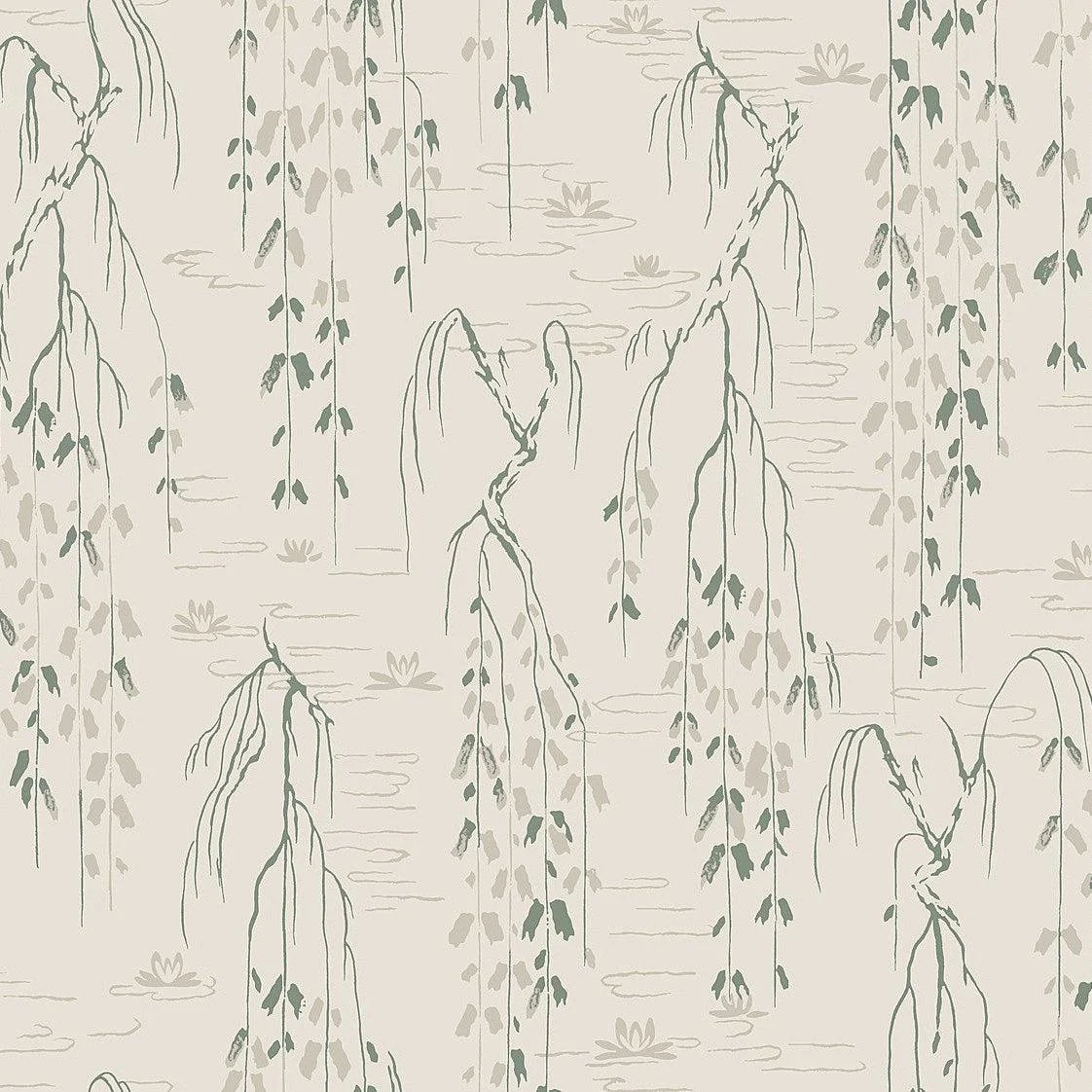 Willow Branches Wallpaper // Green
