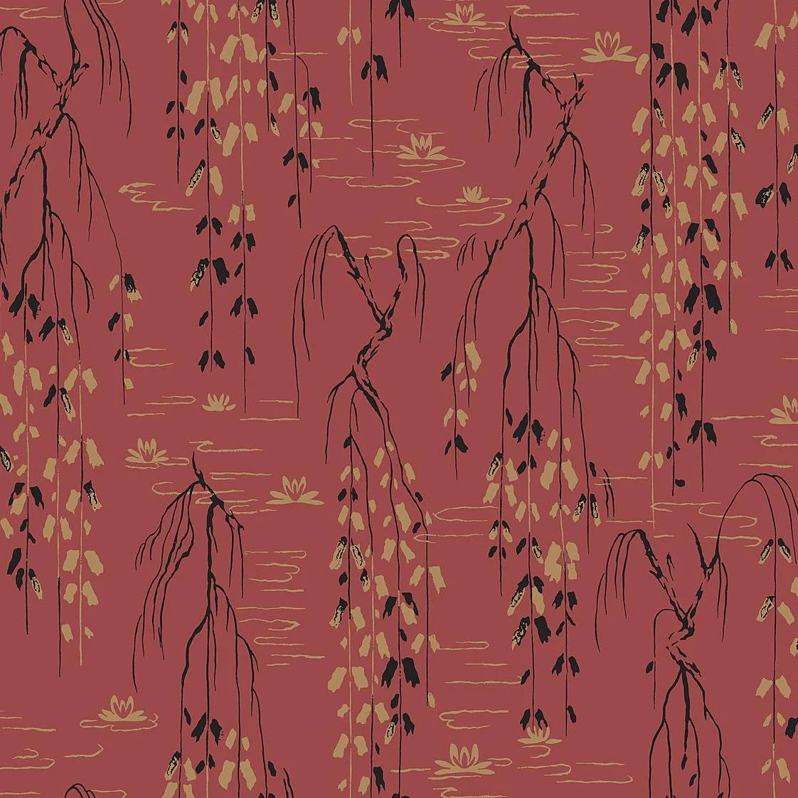 Willow Branches Wallpaper // Red & Black