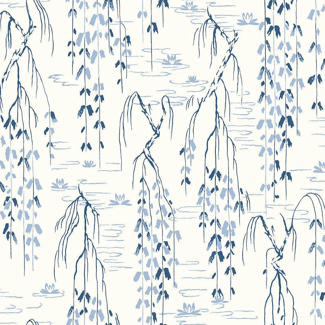 Willow Branches Wallpaper // White & Blue