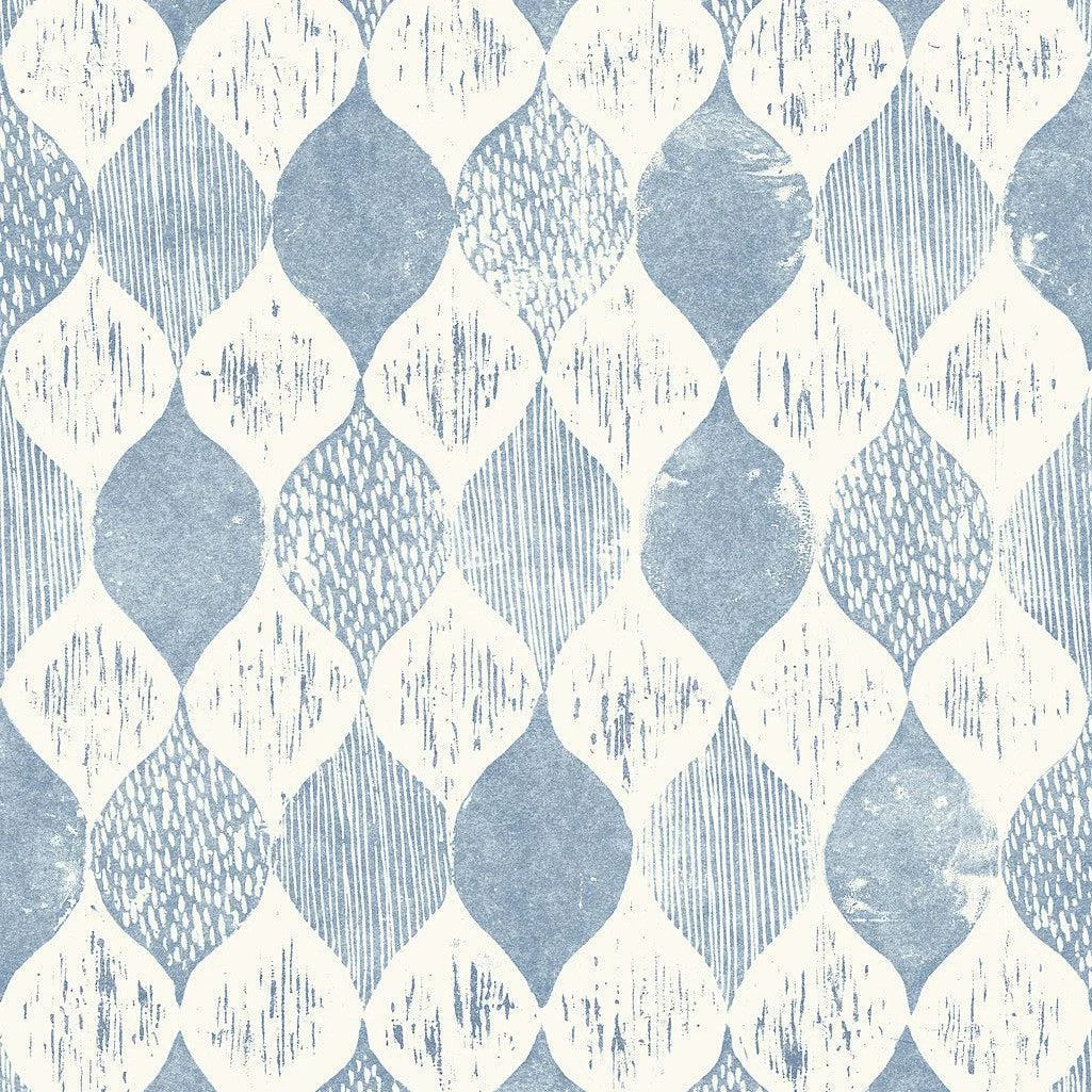 Woodblock Wallpaper // Blue