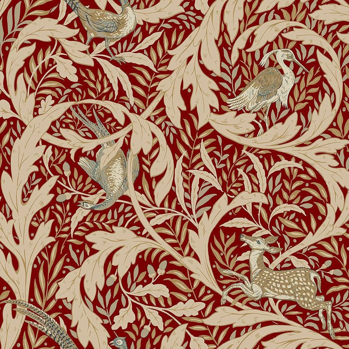 Woodland Tapestry Wallpaper // Red Metallic