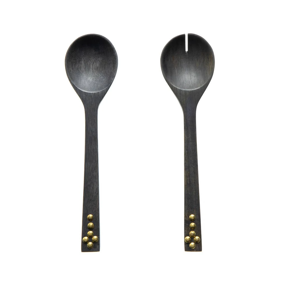 Wood Salad Servers with Studs