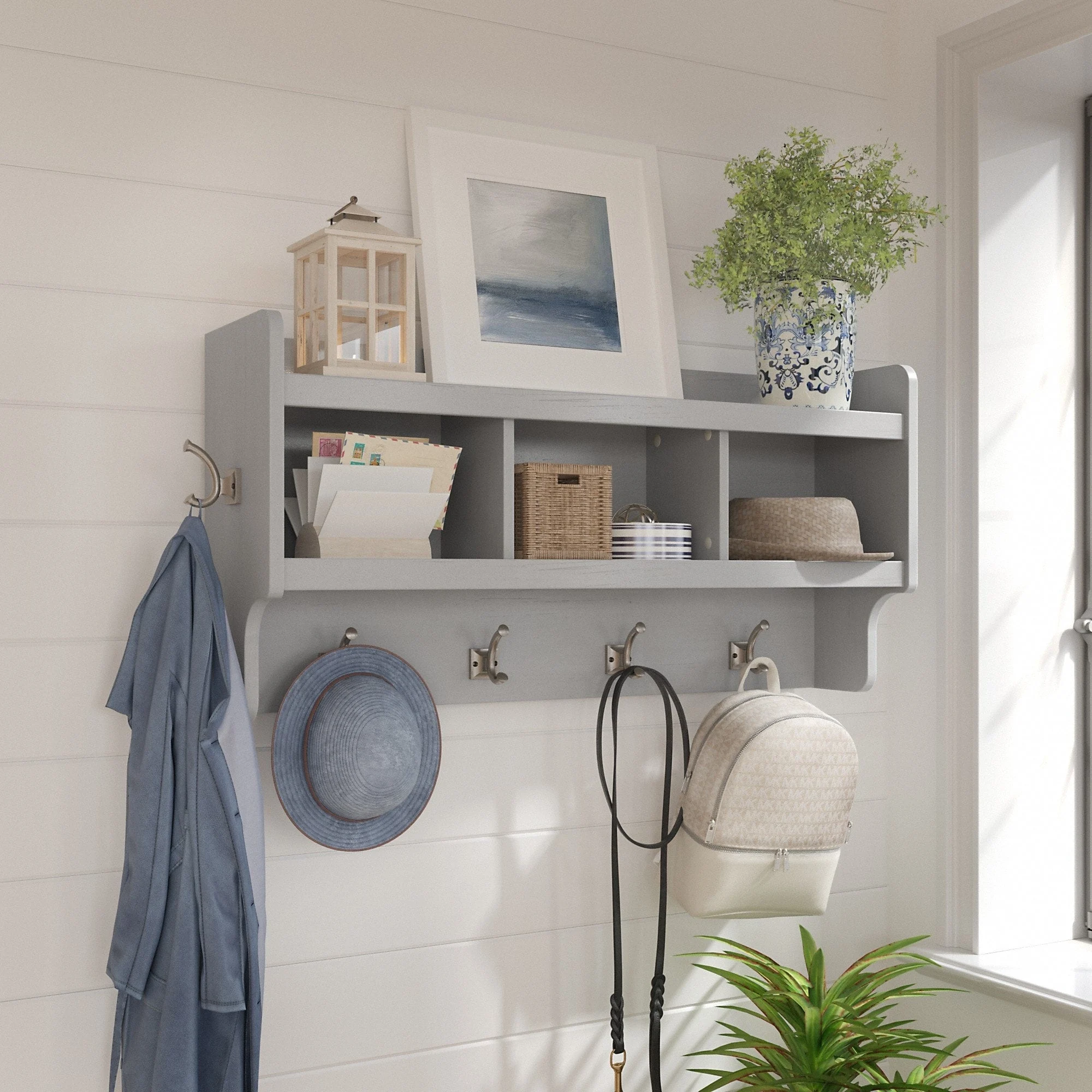 Woodland 40W Wall Mounted Coat Rack with Shelf by Bush Furniture