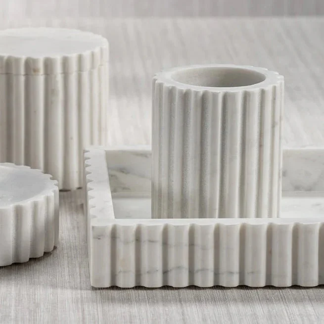 Camogli Fluted White Marble Tumbler
