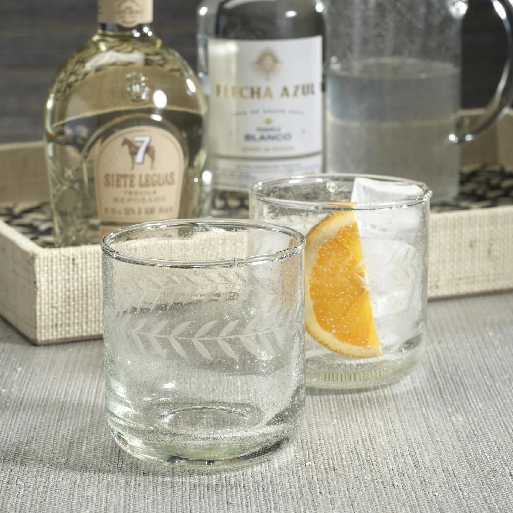 Tuscan Handmade Etched Rock Glass