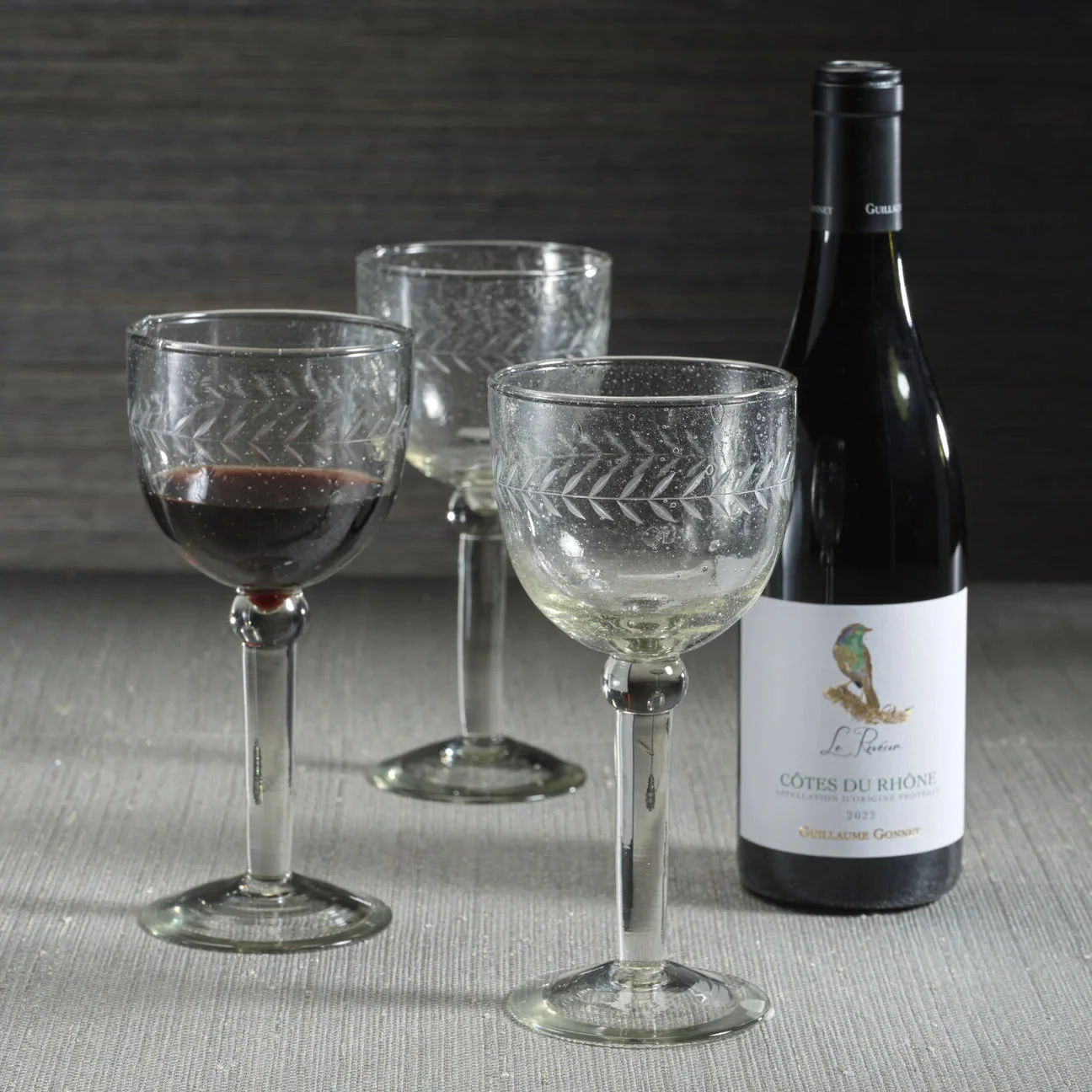 Tuscan Handmade Etched Wine Goblet