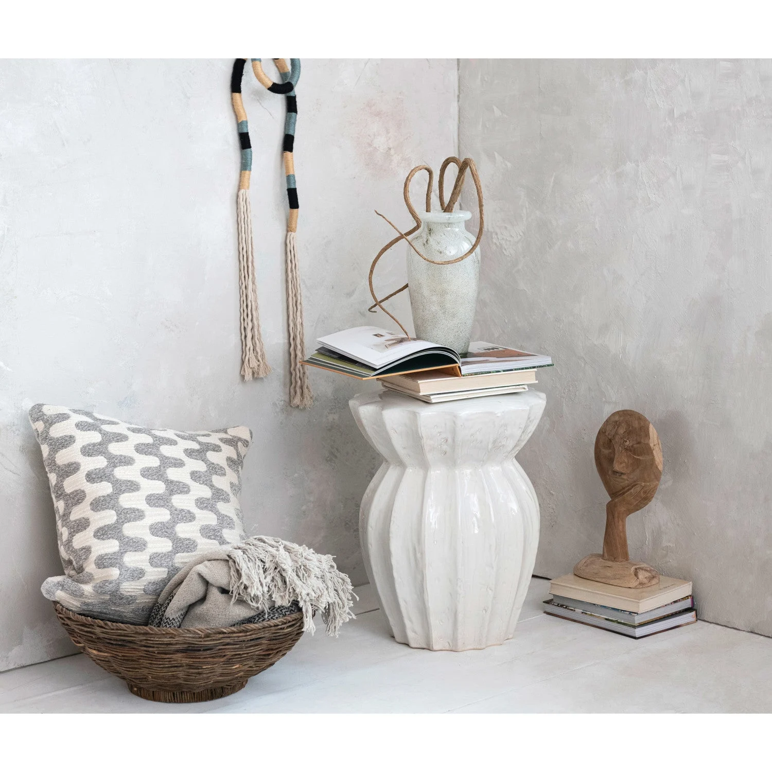 Sculpted Stoneware Side Table