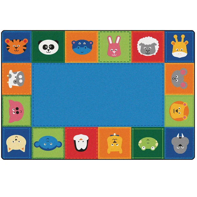 Carpets for Kids KIDSoft Baby Animals Border Classic Colors Learning Rug, Rectangle