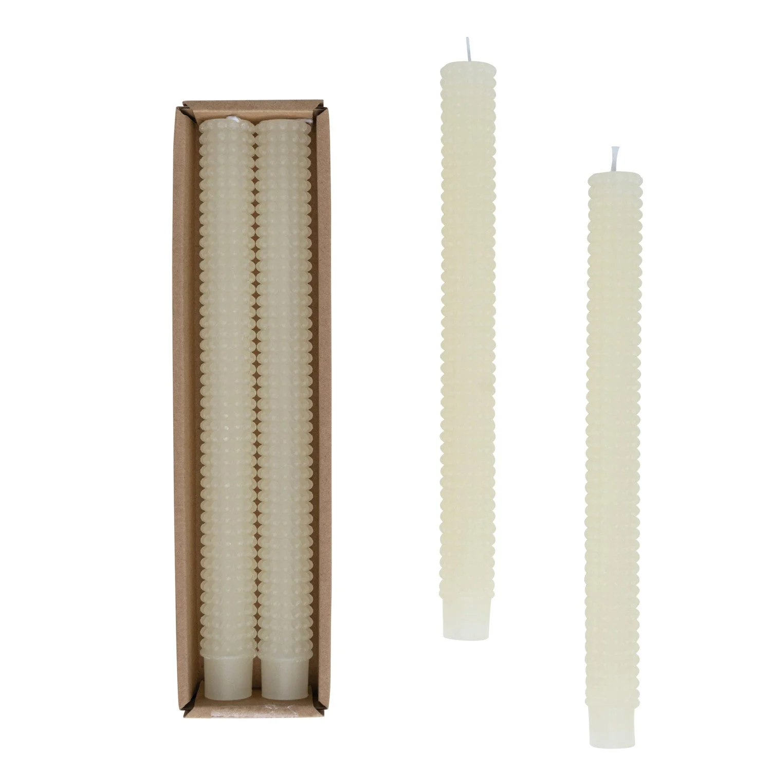 Unscented Hobnail Taper Candles, Set of 2