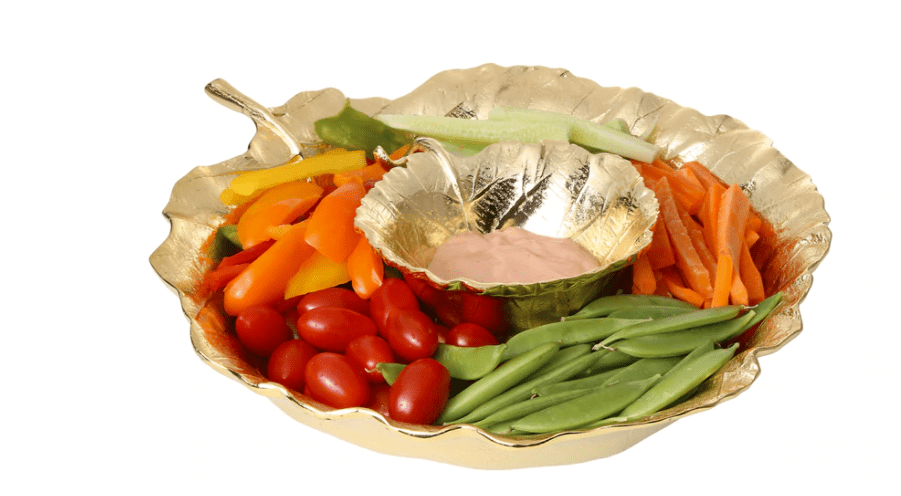 Gold Leaf Shaped Chip & Dip Bowl
