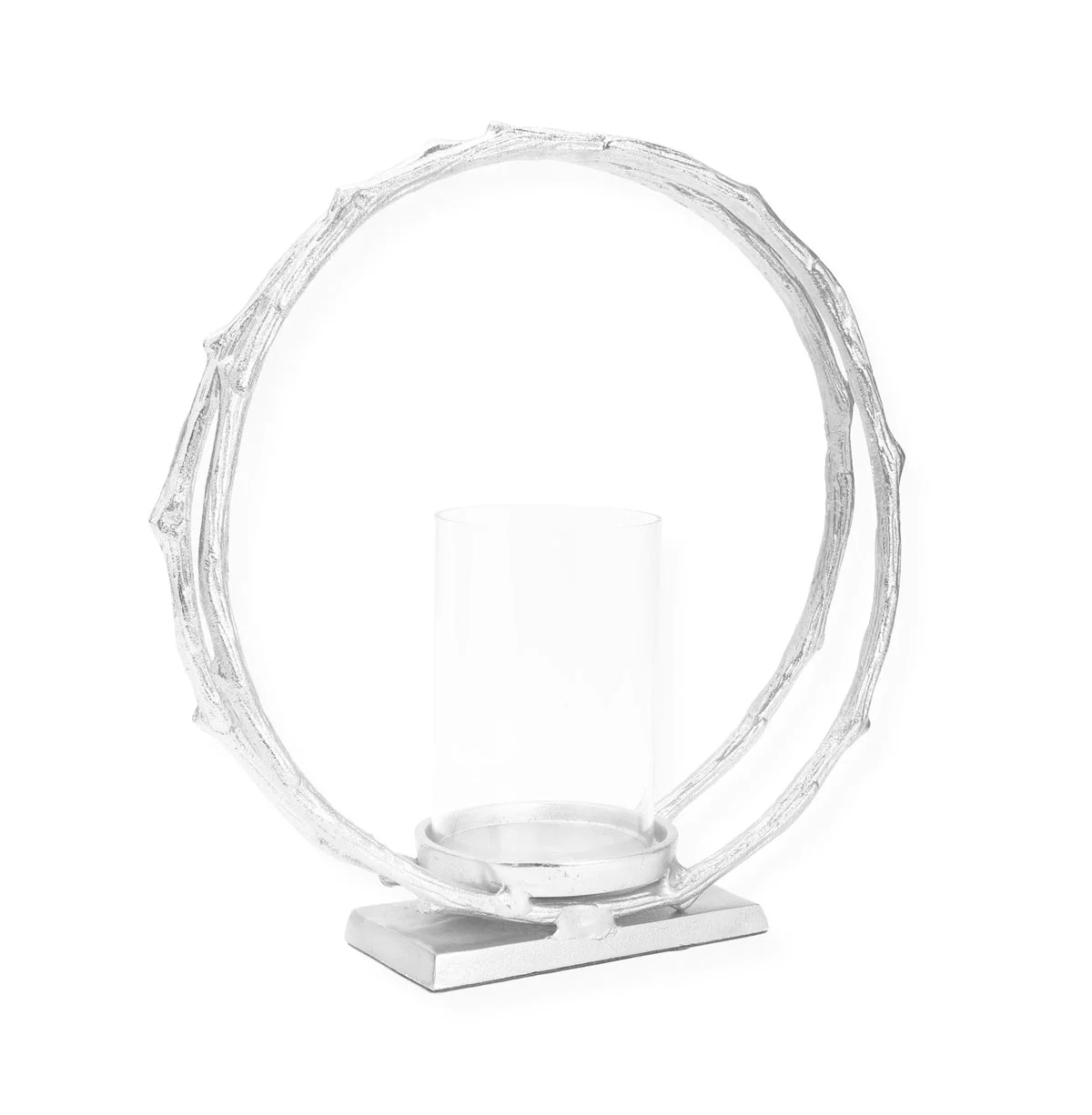 Silver Circle Hurricane Candle Holder (without glass) Medium