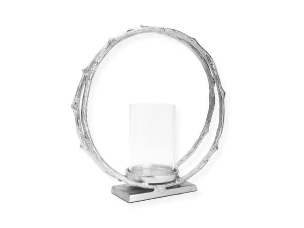 Silver Circle Hurricane Candle Holder (without glass) Small