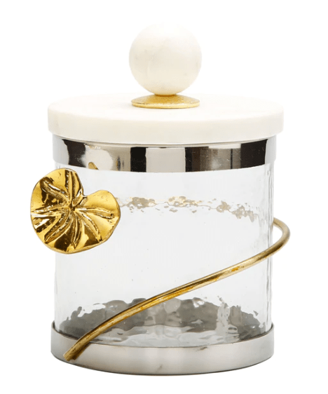 Canister with Floral Lotus Art