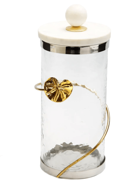 Canister with Floral Lotus Art - LARGE