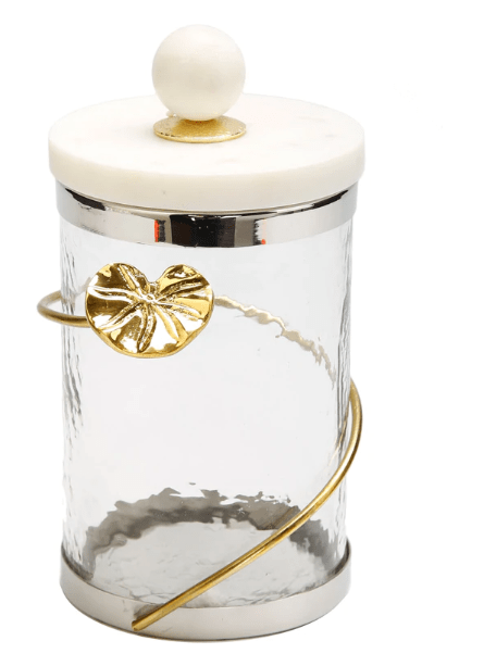 Canister with Floral Lotus Art - MEDIUM