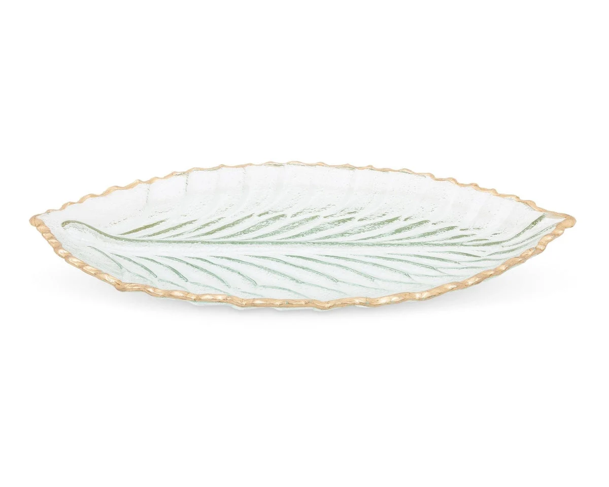 Glass Leaf Dish with Gold Edge