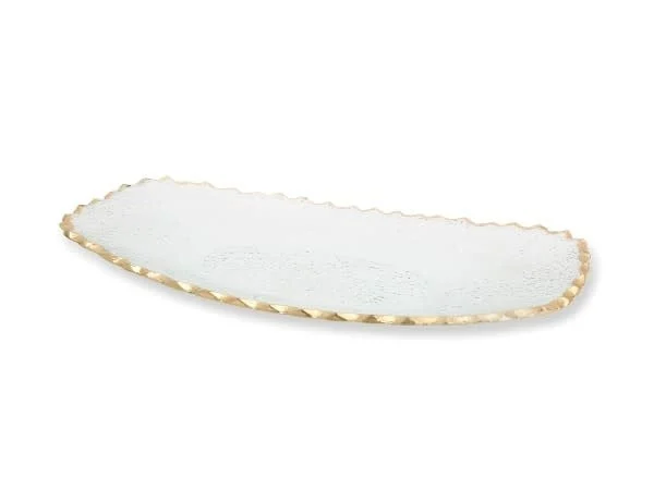 Glass Oblong Tray with Gold Edge