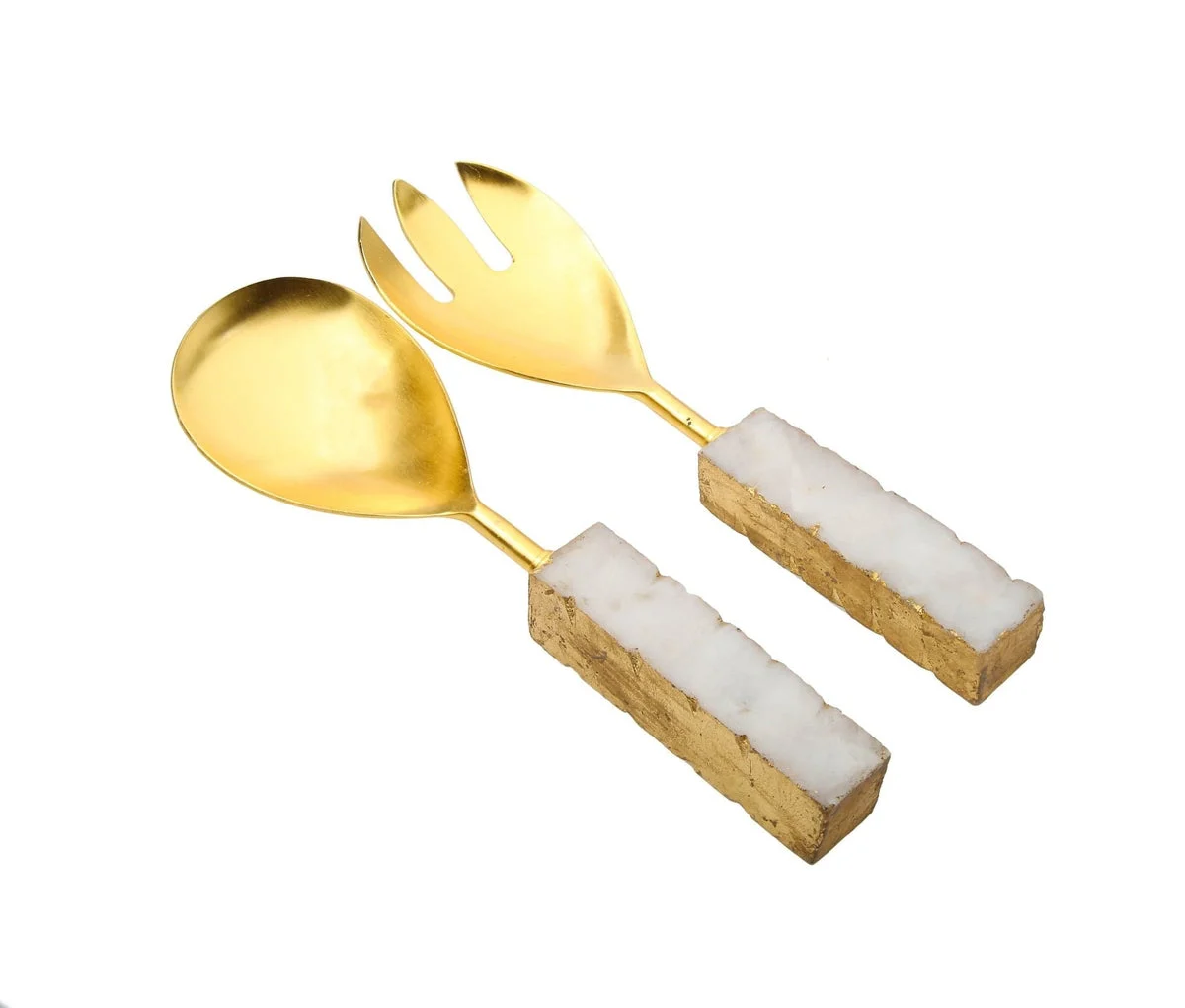 Set of 2 Salad Servers with Agate Stone Handle