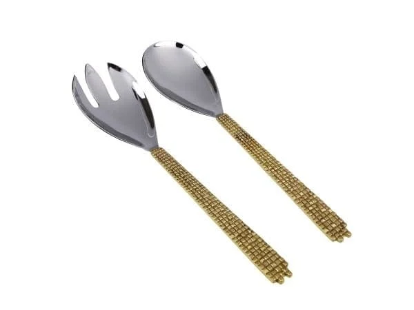 Set Of 2 Salad Servers With Mosaic Design - 12"L