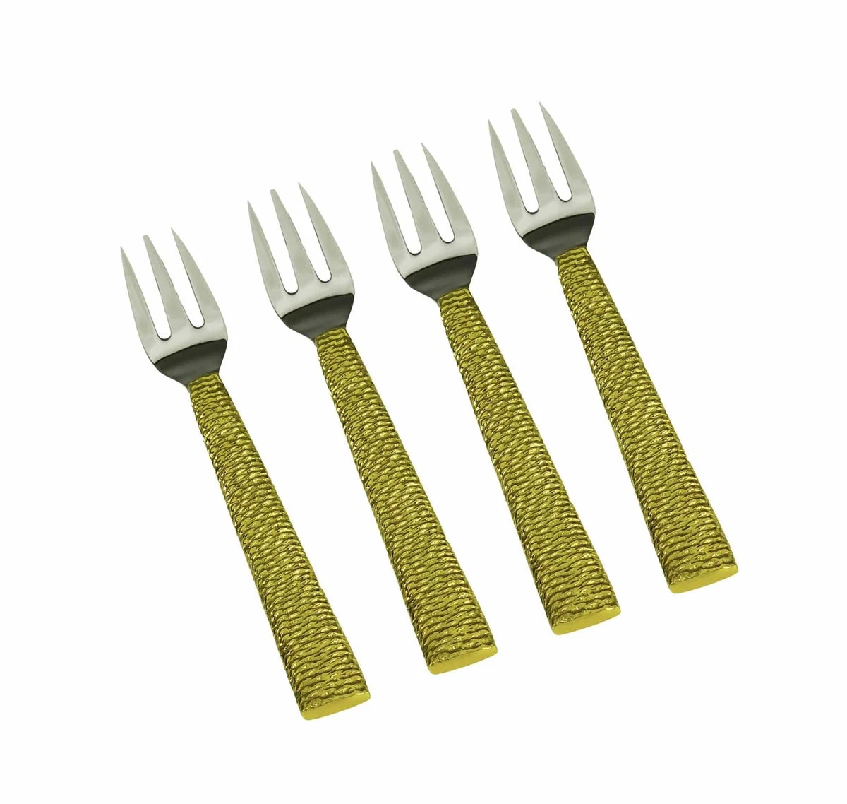 Set of 4 Dessert Forks with Gold Handles - 5"L