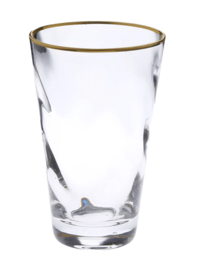 Set of 6 Pebble Glass Glass Water Tumblers with Gold Rim
