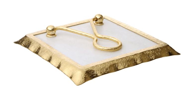 Square Marble Napkin Holder With Gold Rim
