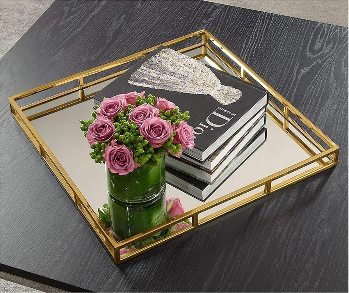 SQUARE MIRROR TRAY-GOLD