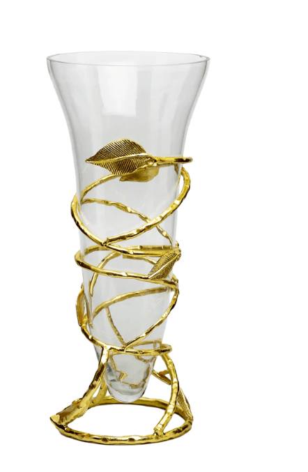 Clear Glass Vase with Removable Gold Leaf Base
