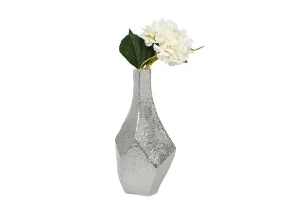 Silver Dimensional Centerpiece Vase Raw Finish